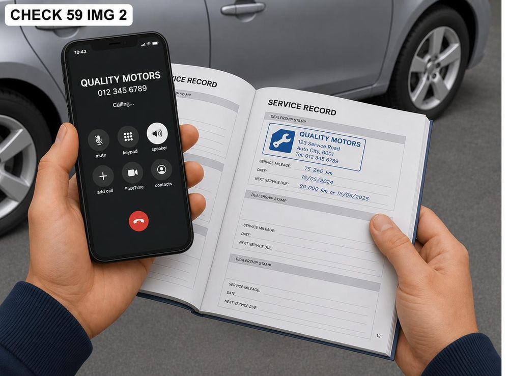 Verifying a vehicle's service book stamps and records against its actual condition